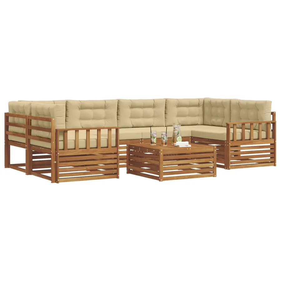 Ensemble de canapés d'extérieur 7 pcs Naturel et Beige - 3