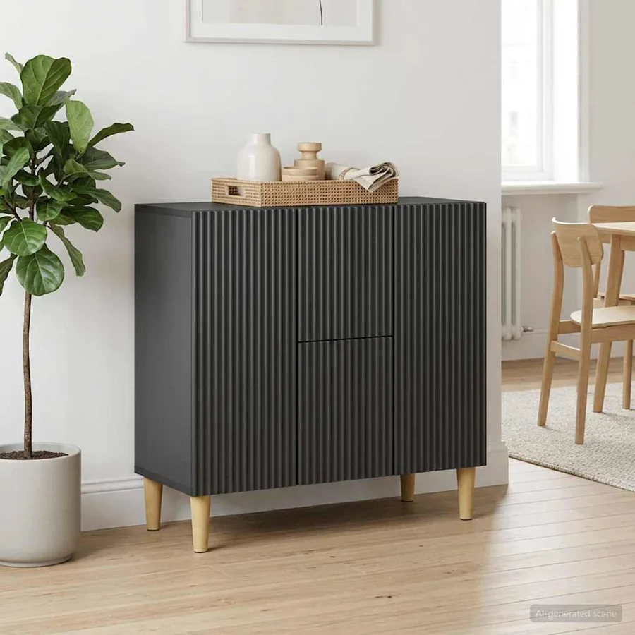 Buffet avec tiroir Noir 89 x 34,5 x 60 cm Bois d'ingénierie