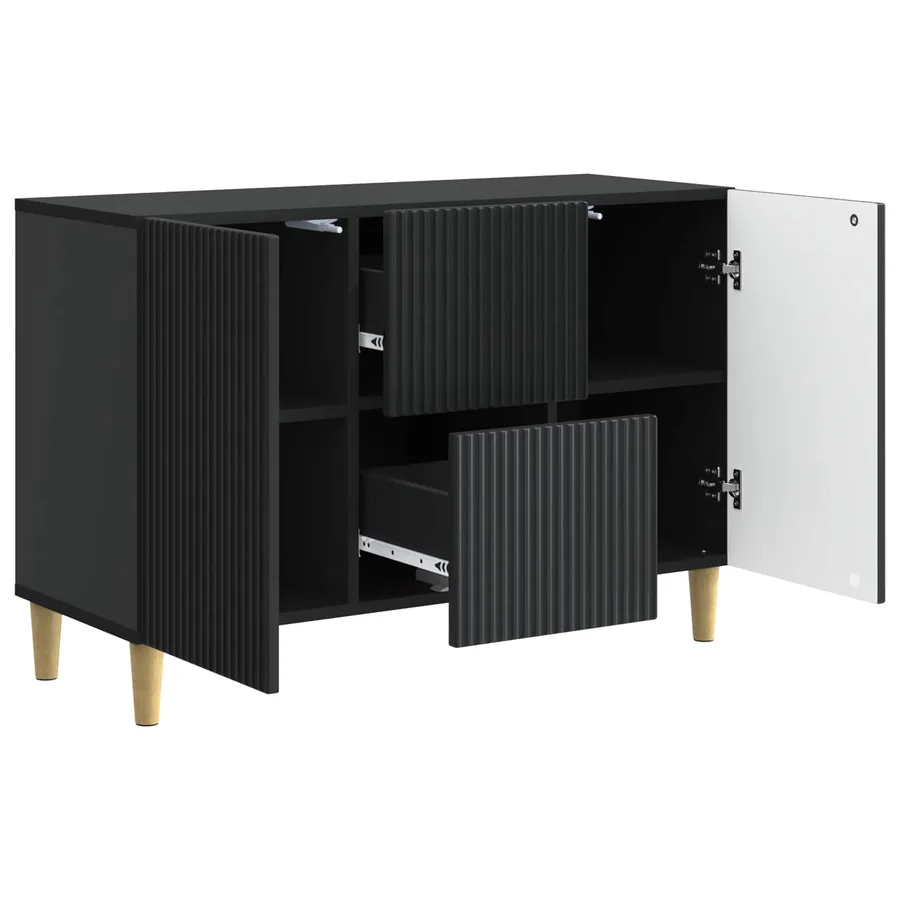Buffet avec tiroir Noir 89 x 34,5 x 60 cm Bois d'ingénierie - 5