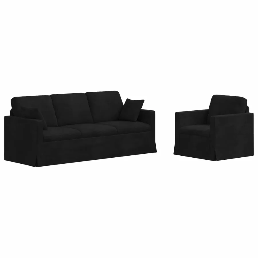 Ensemble de Canapés 2 pcs Noir 198 x 78 x 80 cm Velours - 2