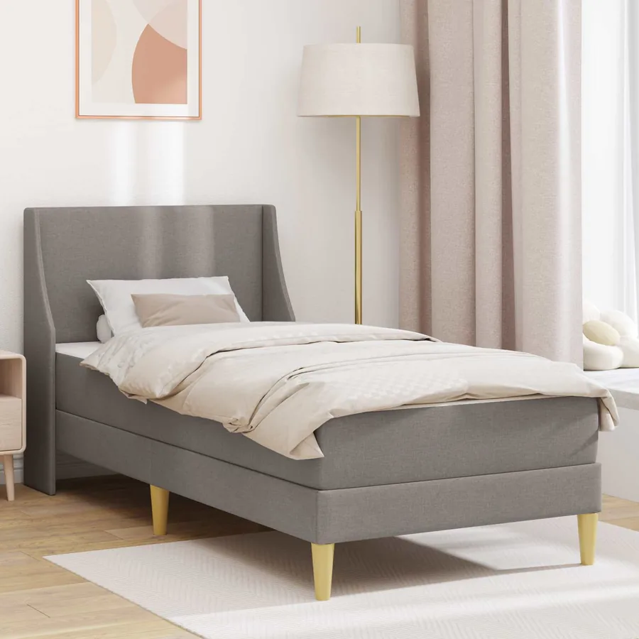 Cadre de lit avec matelas Taupe 80x 200 cm Polyester