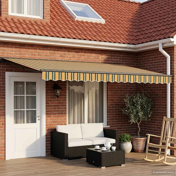 Auvent rétractable électrique Vert, Jaune, Anthracite 4,5 × 3 m