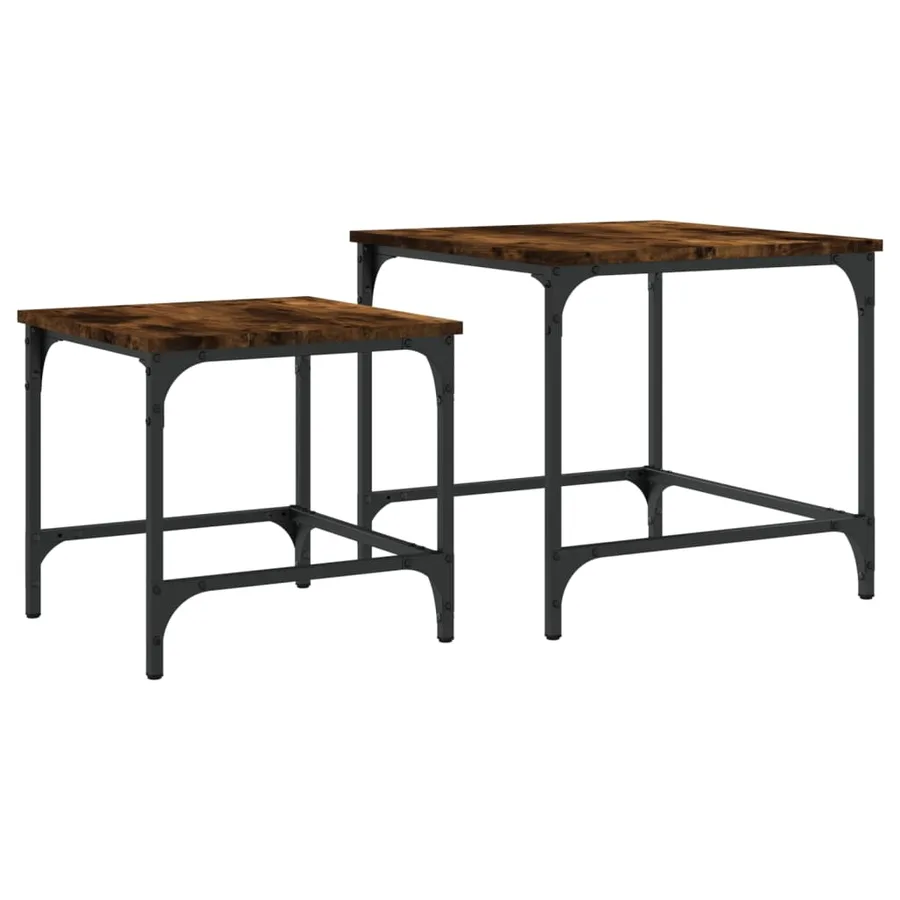 Tables basses gigognes 2 pcs chêne fumé bois d'ingénierie - 7