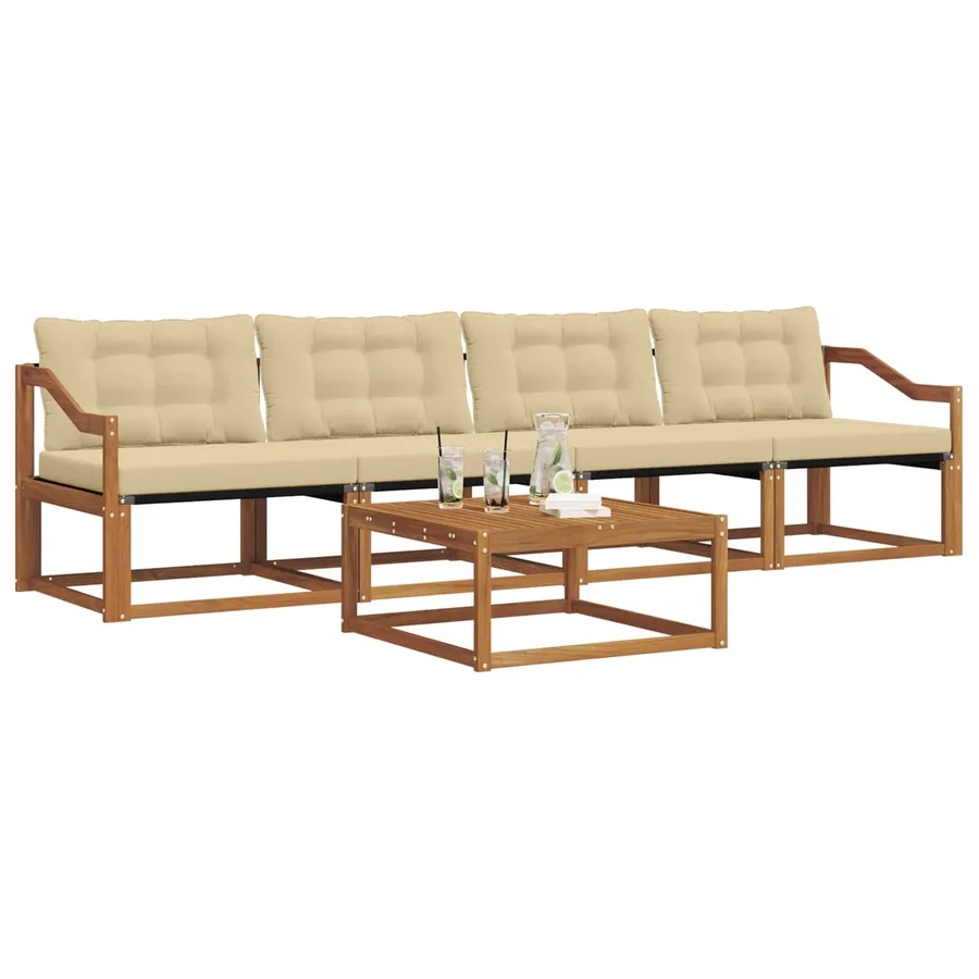 Ensemble de canapés d'extérieur 5 pcs Naturel et Beige - 3