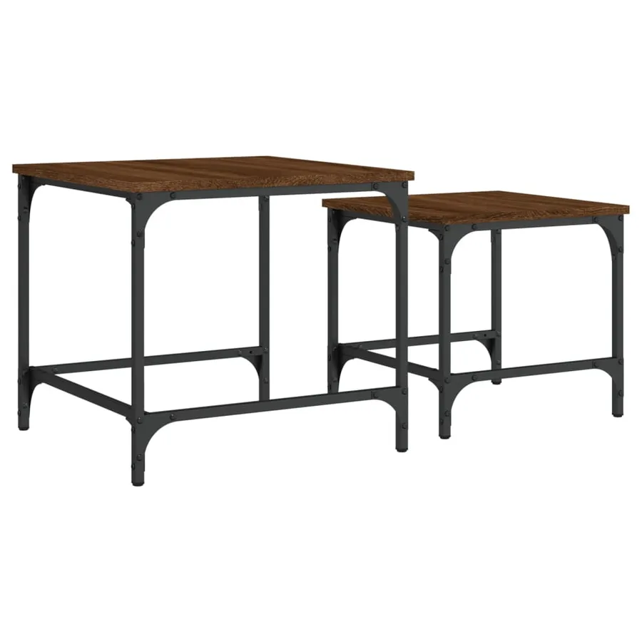 Tables basses gigognes 2 pcs chêne marron bois d'ingénierie - 2