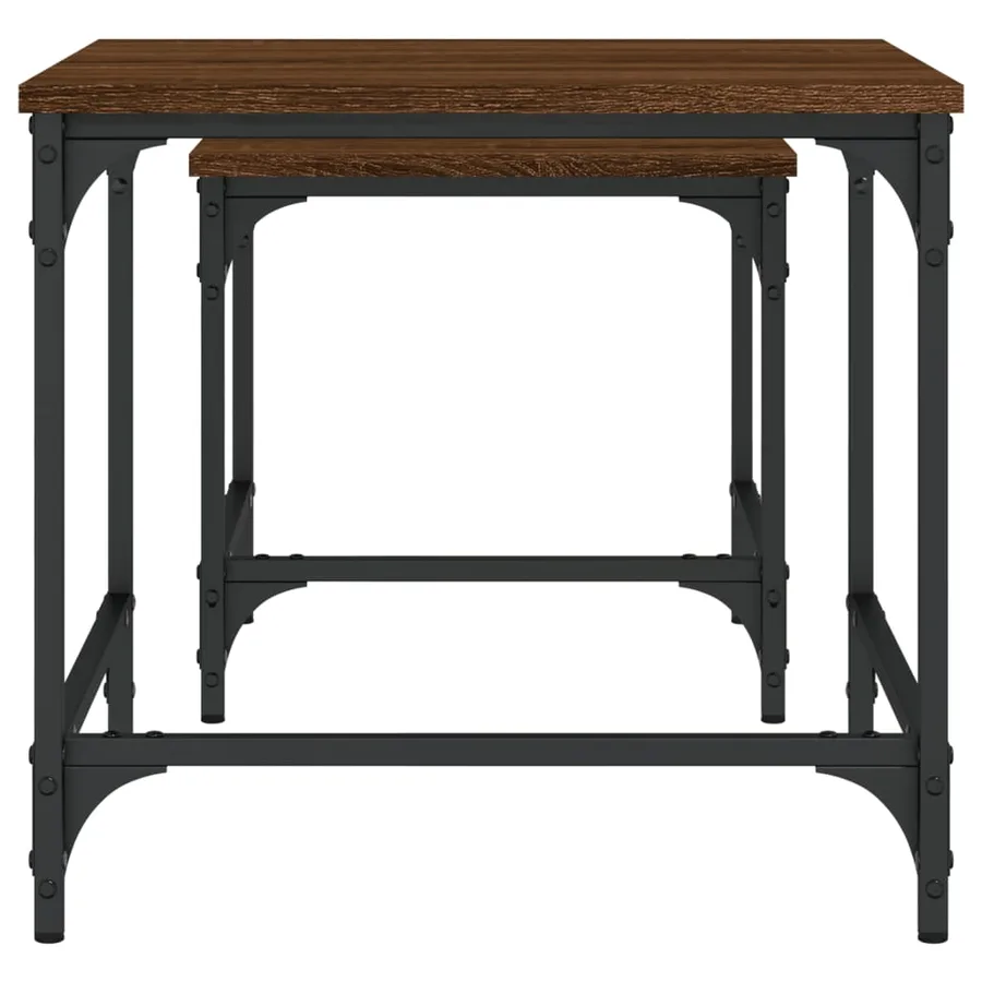 Tables basses gigognes 2 pcs chêne marron bois d'ingénierie - 6