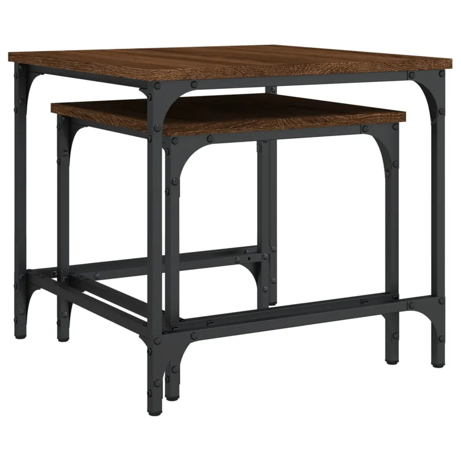 Tables basses gigognes 2 pcs chêne marron bois d'ingénierie - 8