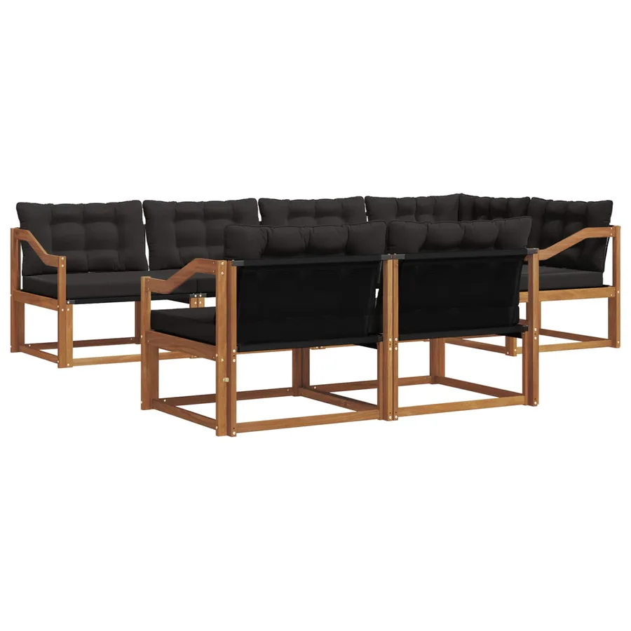 Ensemble de canapés d'extérieur 7 pcs Naturel et Noir - 2