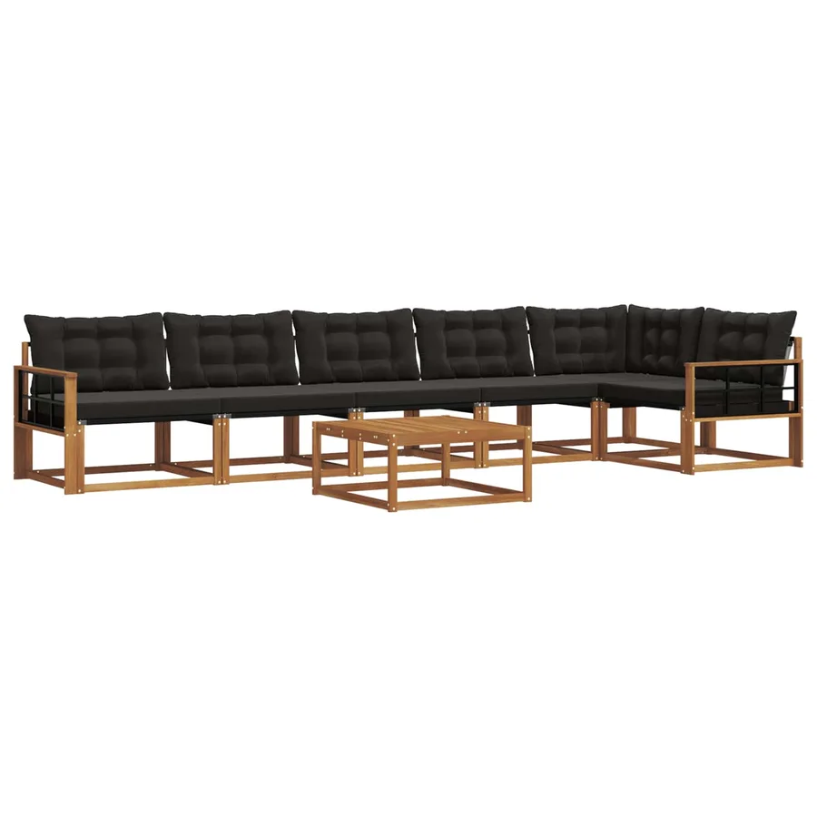 Ensemble de canapés d'extérieur 7 pcs Naturel et Noir - 2