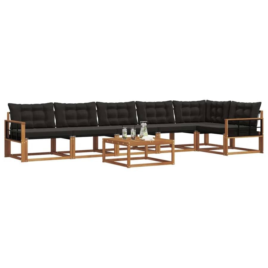 Ensemble de canapés d'extérieur 7 pcs Naturel et Noir - 3