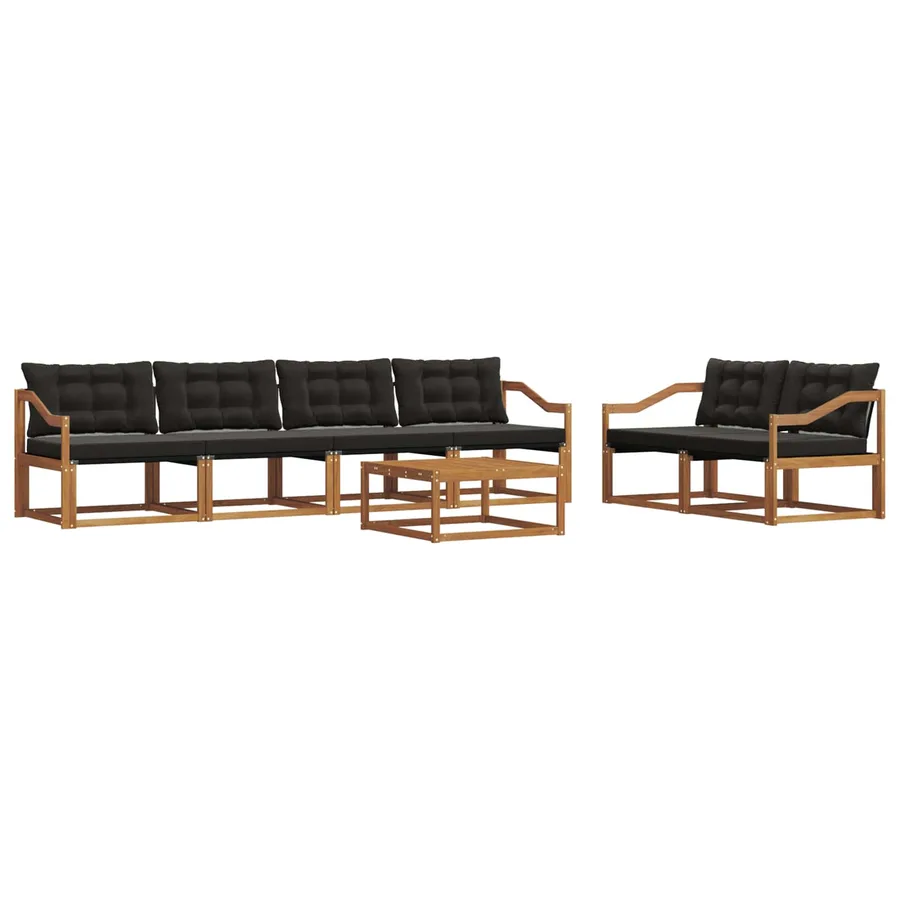 Ensemble de canapés d'extérieur 7 pcs Naturel et Noir - 2