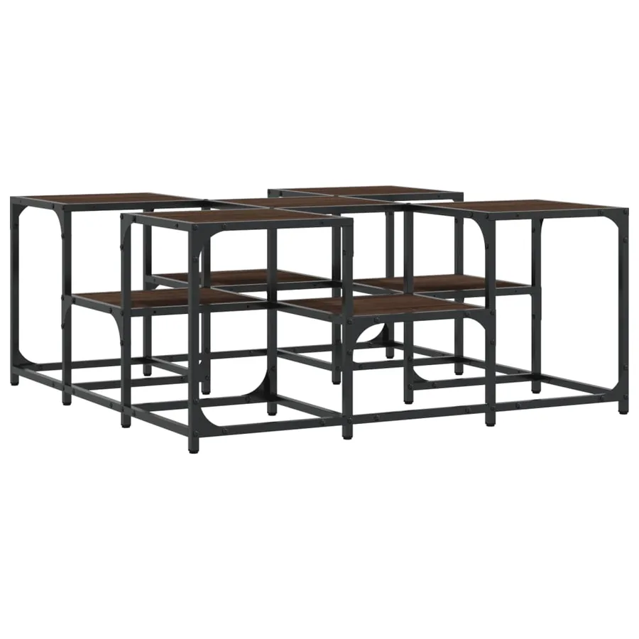 Table basse chêne marron 91x91x40 cm bois d'ingénierie - 2