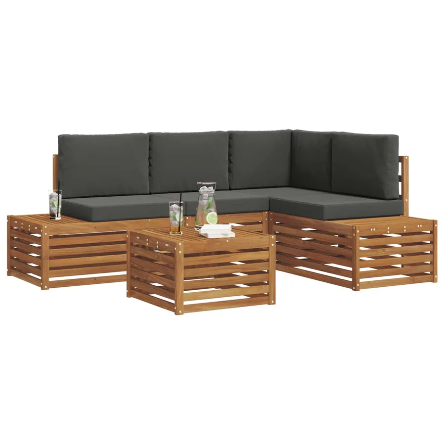 Ensemble de canapés d'extérieur Naturel et Anthracite - 3