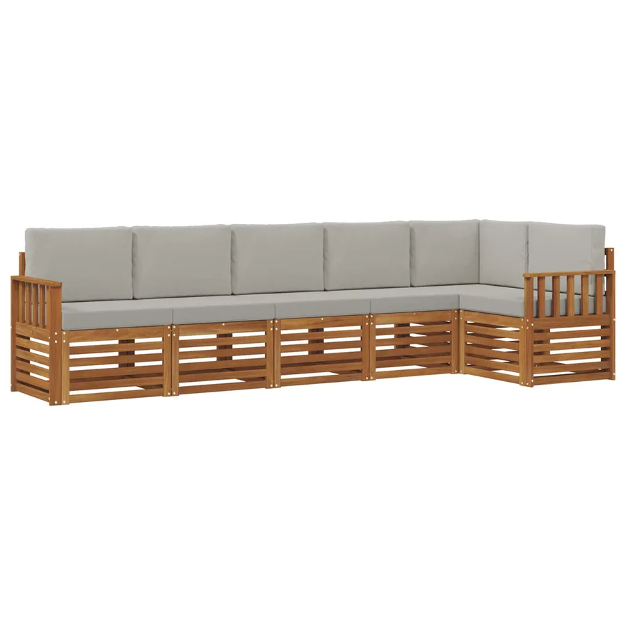 Ensemble de canapé d'angle 6 pcs Gris Naturel et Clair - 2