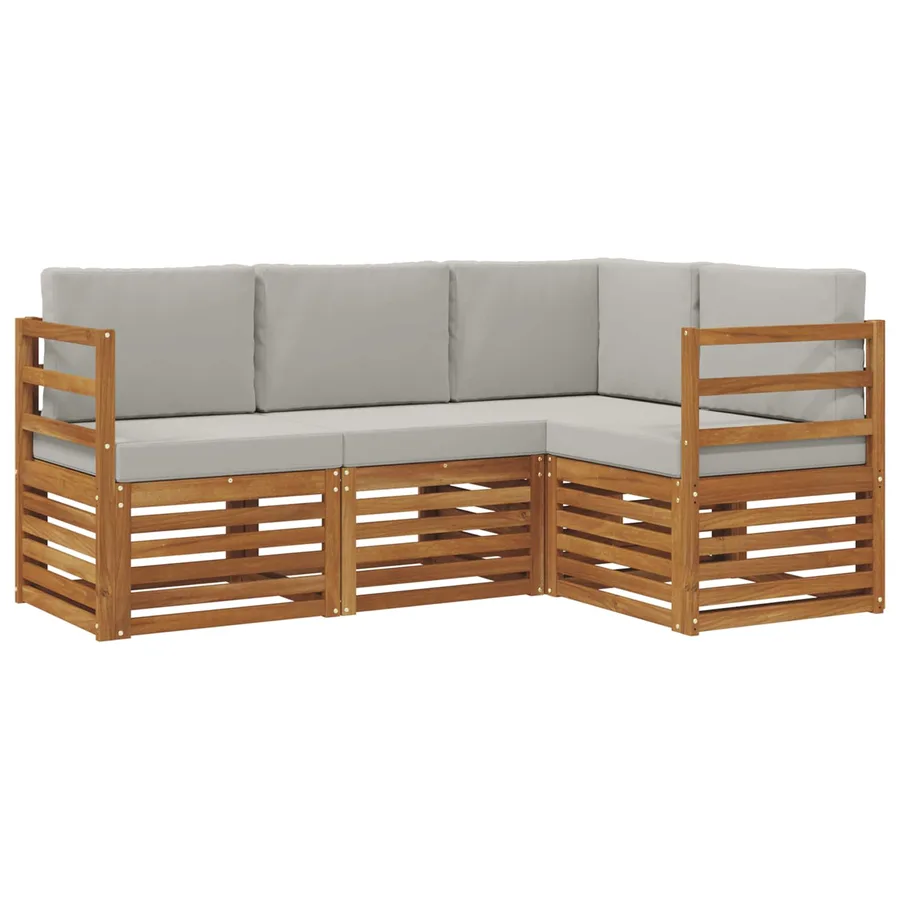 Ensembles de canapés avec coussin 4 pcs Gris Naturel et Clair - 2