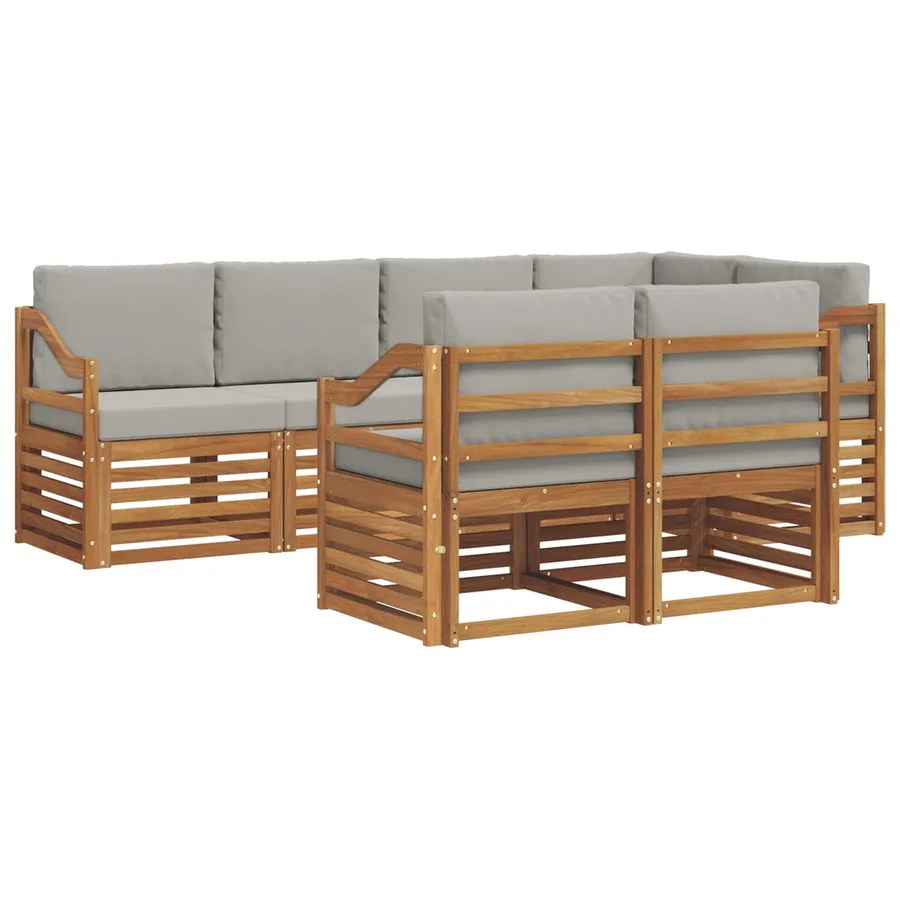 Ensemble de canapé d'angle 7 pcs Gris Naturel et Clair - 2