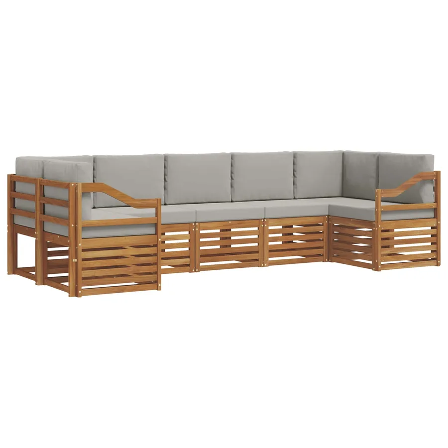 Ensemble de canapé d'angle 7 pcs Gris Naturel et Clair - 2