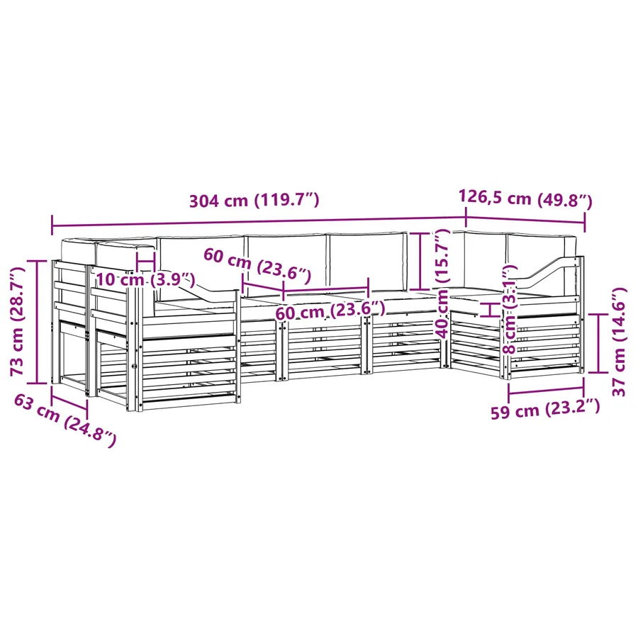 Ensemble de canapé d'angle 7 pcs Gris Naturel et Clair - 9