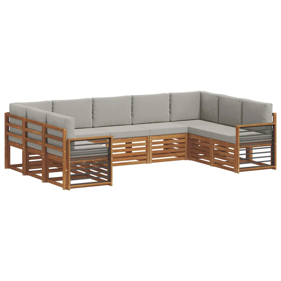 Ensemble de canapé d'angle 9 pcs Gris Naturel et Clair - 2