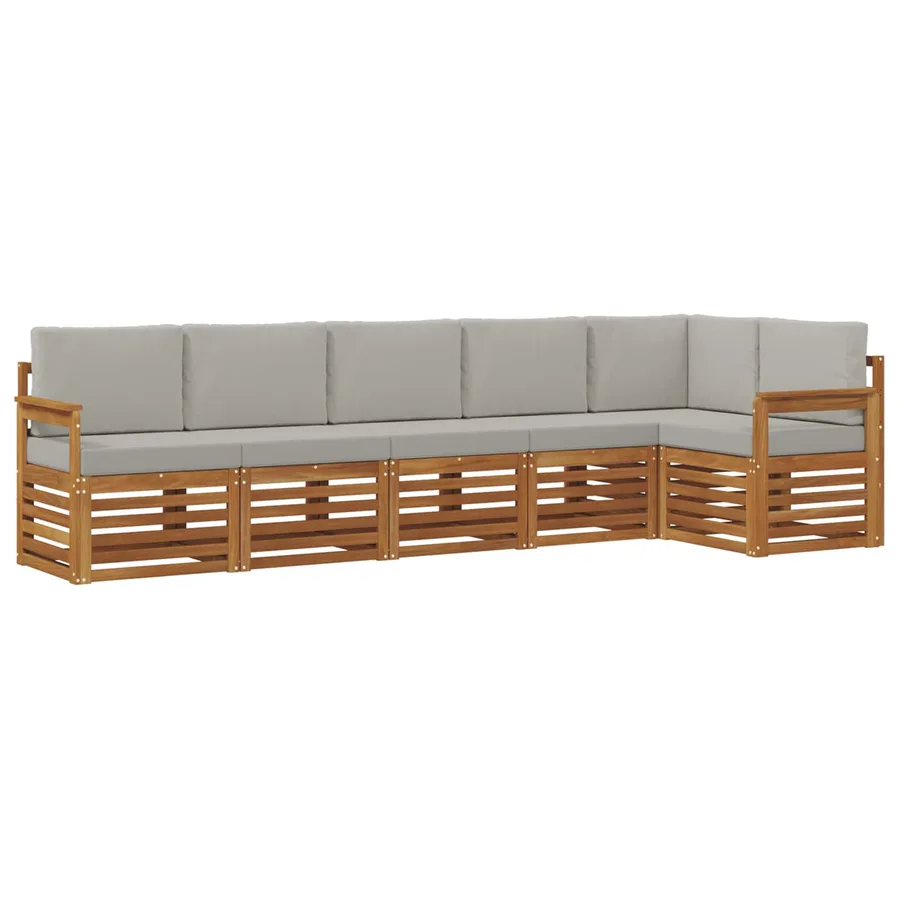 Ensemble de canapé d'angle 6 pcs Gris Naturel et Clair - 2