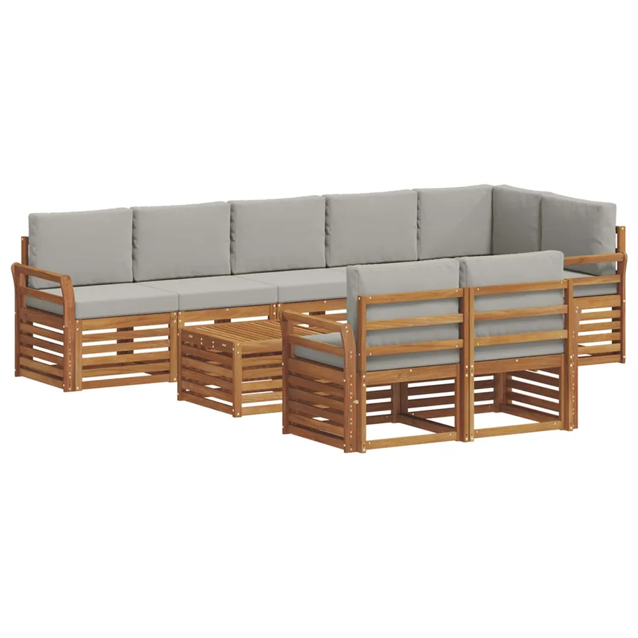 Ensembles de canapés avec coussin 9 pcs Gris Naturel et Clair - 2