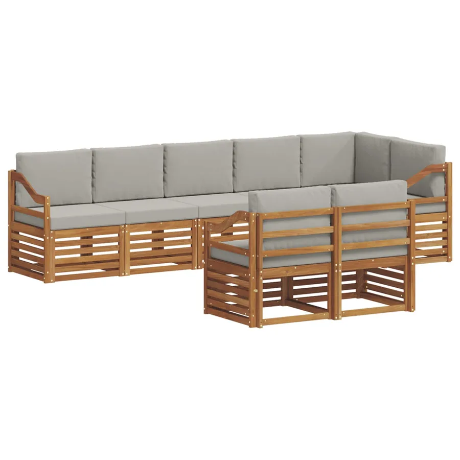 Ensembles de canapés avec coussin 8 pcs Gris Naturel et Clair - 2