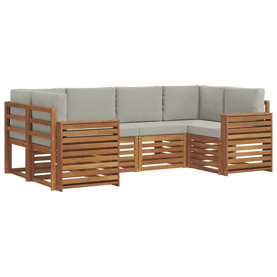 Ensemble de canapé d'angle 6 pcs Gris Naturel et Clair - 2
