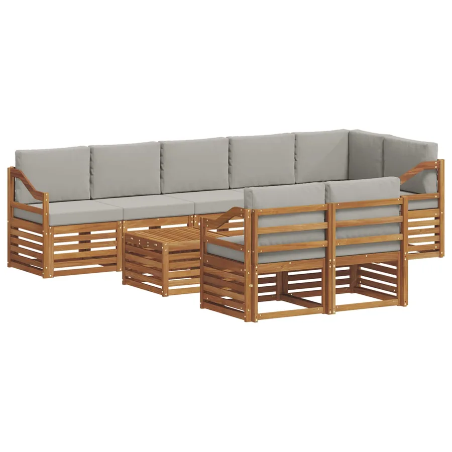 Ensembles de canapés avec coussin 9 pcs Gris Naturel et Clair - 2