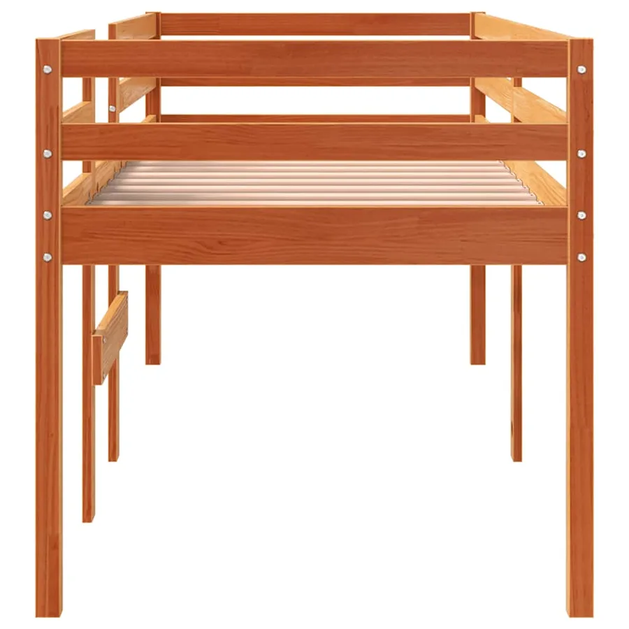 Lit haut sans matelas cire marron 75x190 cm bois massif - 5