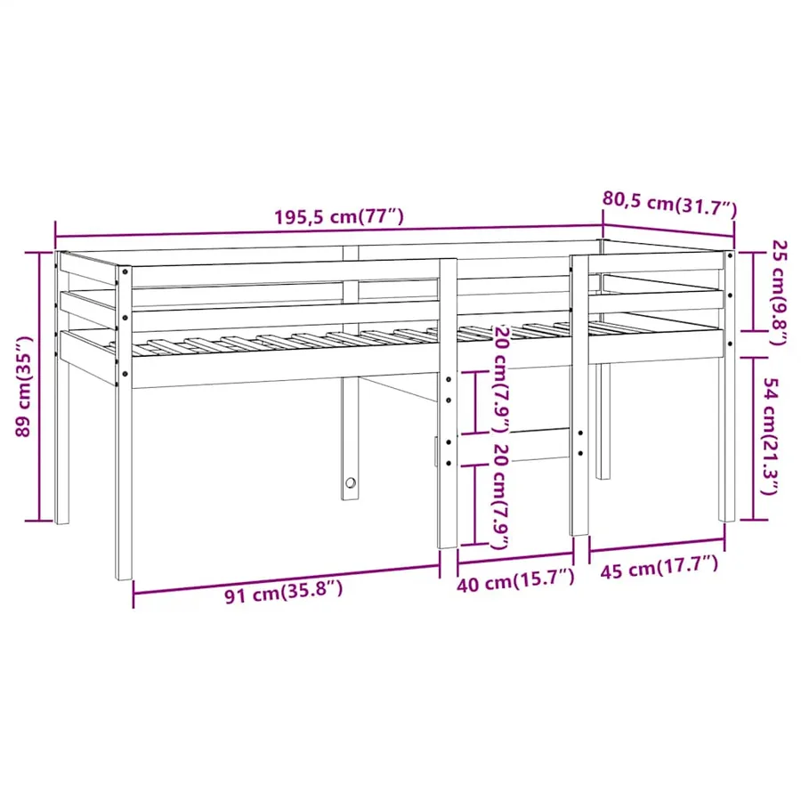 Lit haut sans matelas cire marron 75x190 cm bois massif - 9