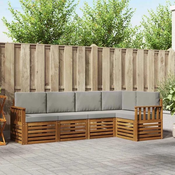 Ensemble de canapé d'angle 5 pcs Gris Naturel et Clair