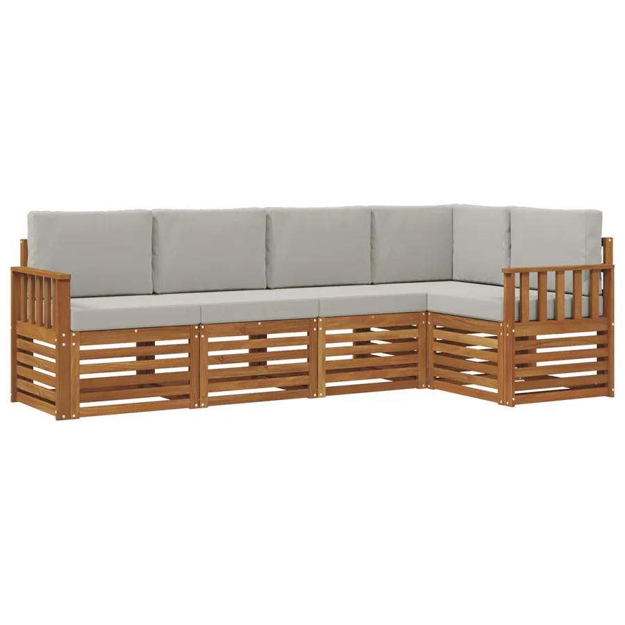 Ensemble de canapé d'angle 5 pcs Gris Naturel et Clair - 2