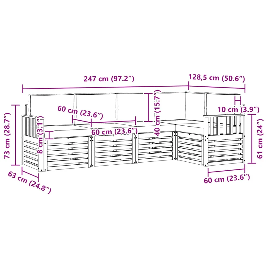 Ensemble de canapé d'angle 5 pcs Gris Naturel et Clair - 9