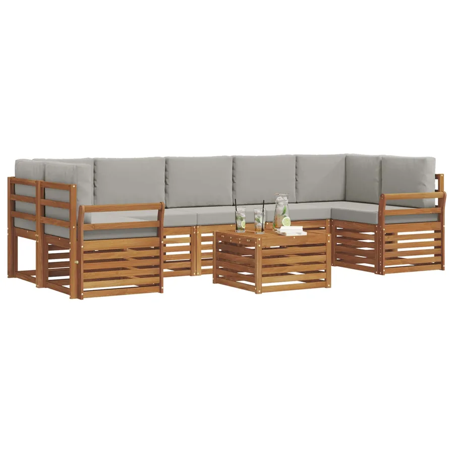 Ensemble de canapés d'extérieur 8 pcs Gris Naturel et Clair - 3