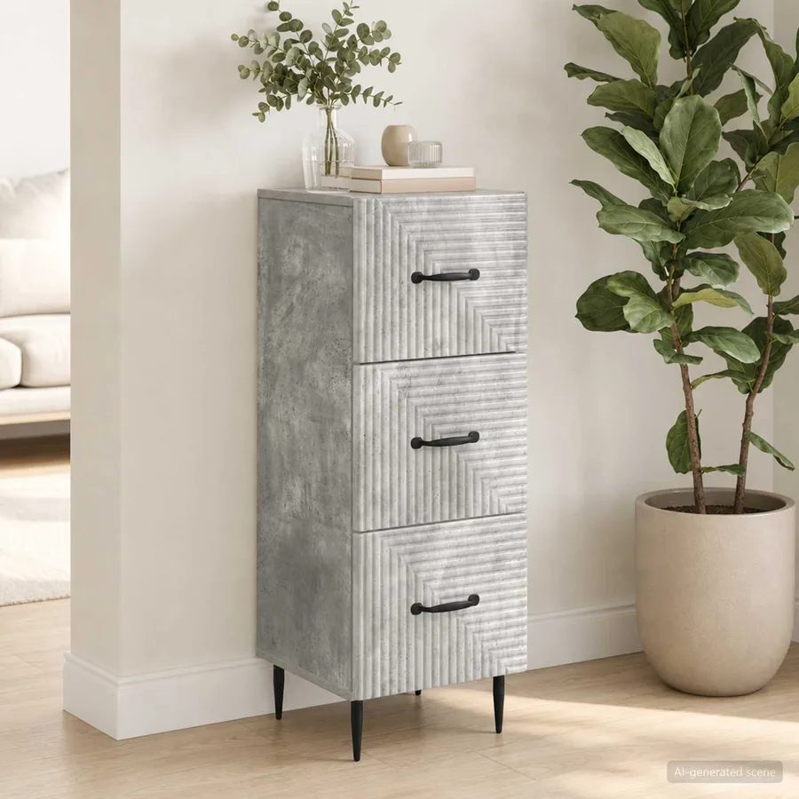 Armoire à tiroirs Gris béton 33 x 34,5 x 89,5 cm
