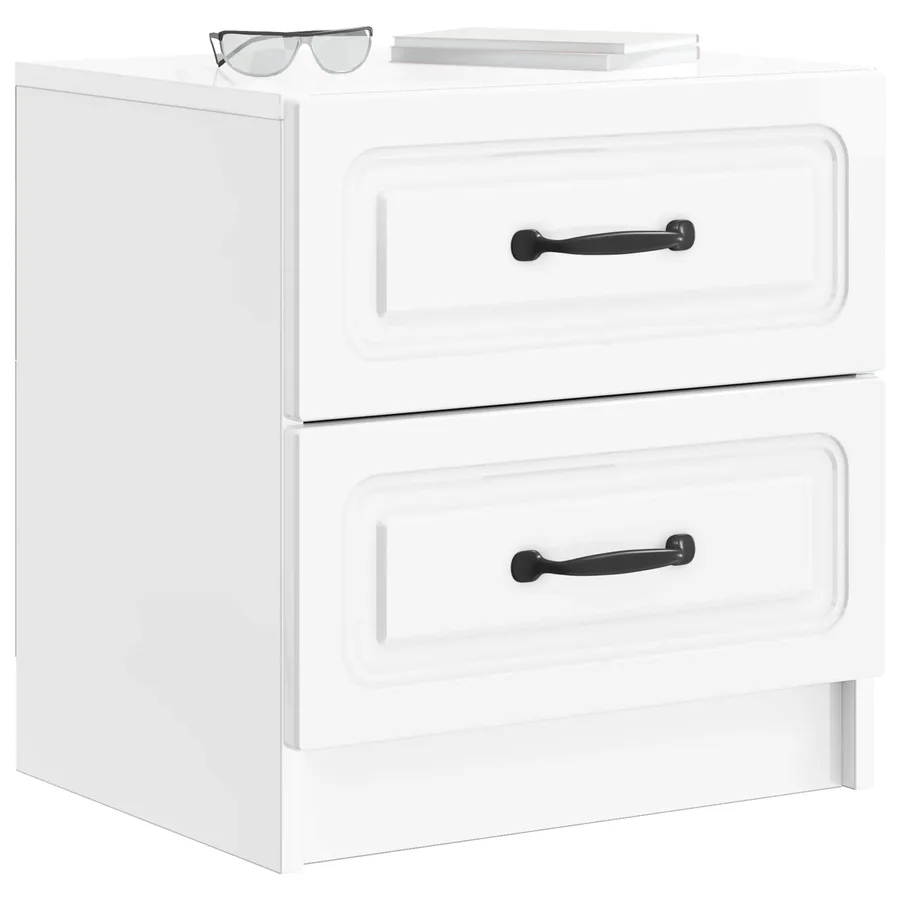 Cabinet de chevet 2 pcs Blanc brillant 43 x 34,5 x 44,5 cm - 3