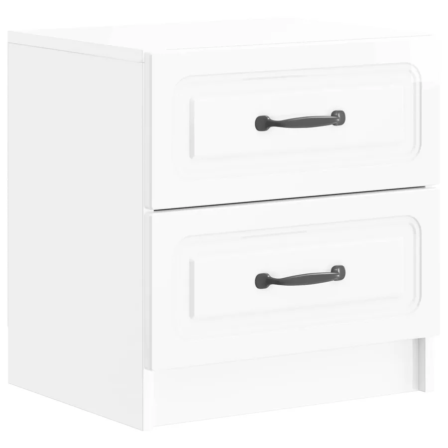 Cabinet de chevet 2 pcs Blanc brillant 43 x 34,5 x 44,5 cm - 5