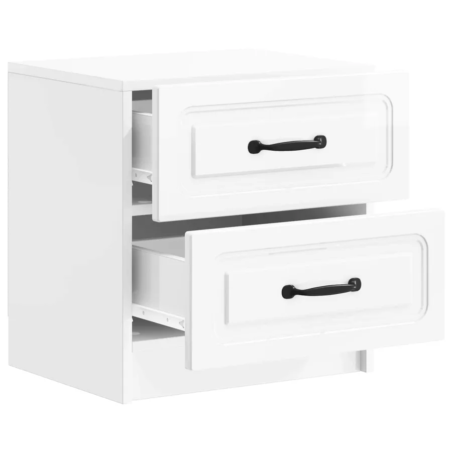 Cabinet de chevet 2 pcs Blanc brillant 43 x 34,5 x 44,5 cm - 6