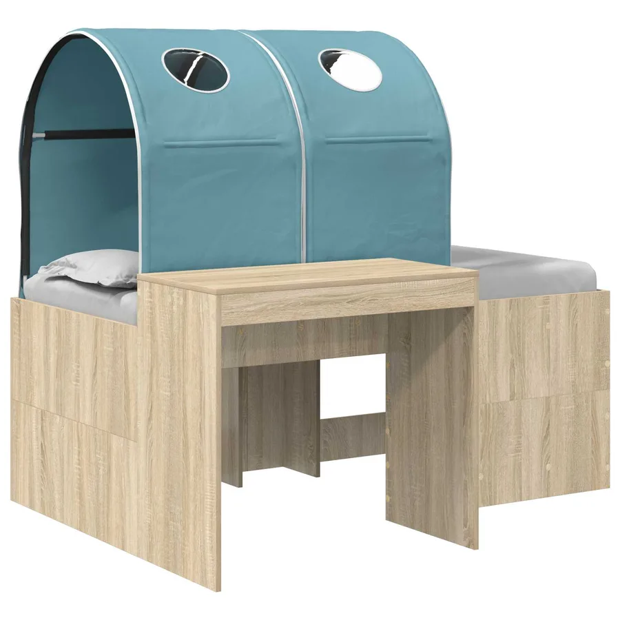 Lit avec Tunnel 3 pc Chêne Artisanal et Bleu Clair - 2