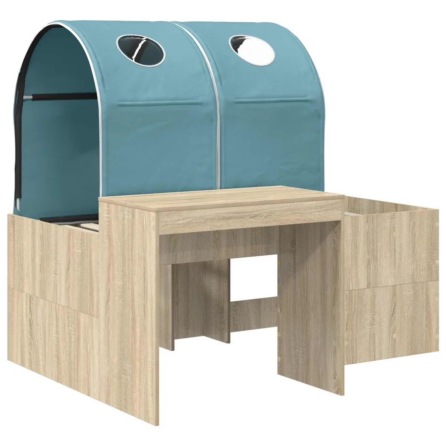 Lit avec Tunnel 3 pc Chêne Artisanal et Bleu Clair - 3