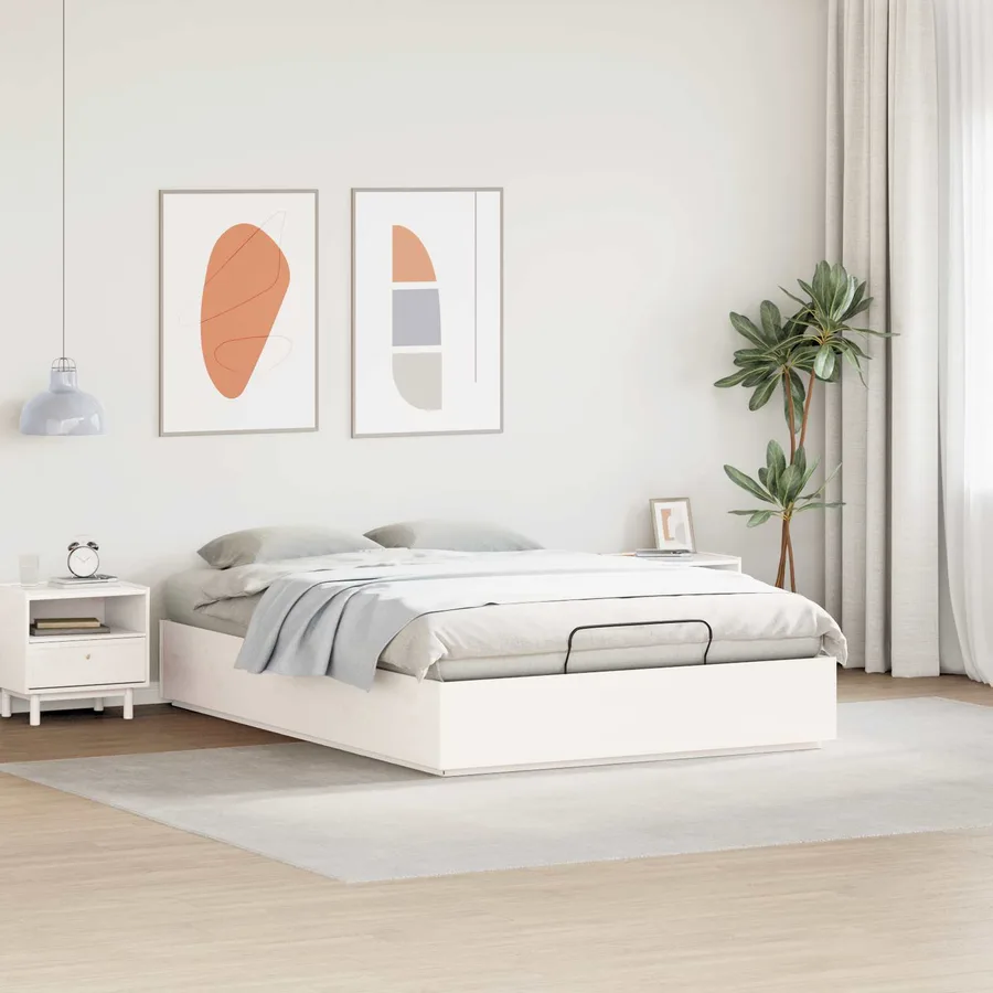 Cadre de lit ottoman avec rangement Blanc 140 x 190 cm - 4