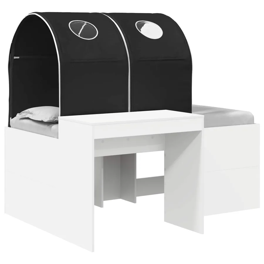 Lit avec Tunnel 3 pc Chêne Artisanal et Noir Bois d'ingénierie - 2