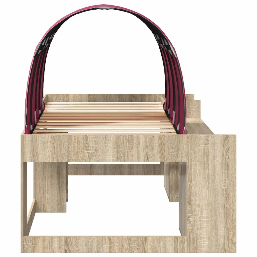 Cadre de lit avec tunnel 3 pc Chêne Sonoma et rouge - 7