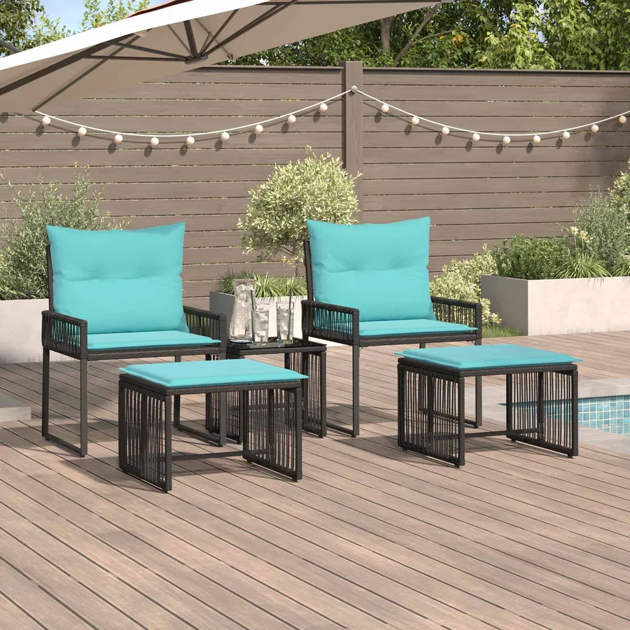 Ensemble de meubles d'extérieur 11 pcs Noir et turquoise