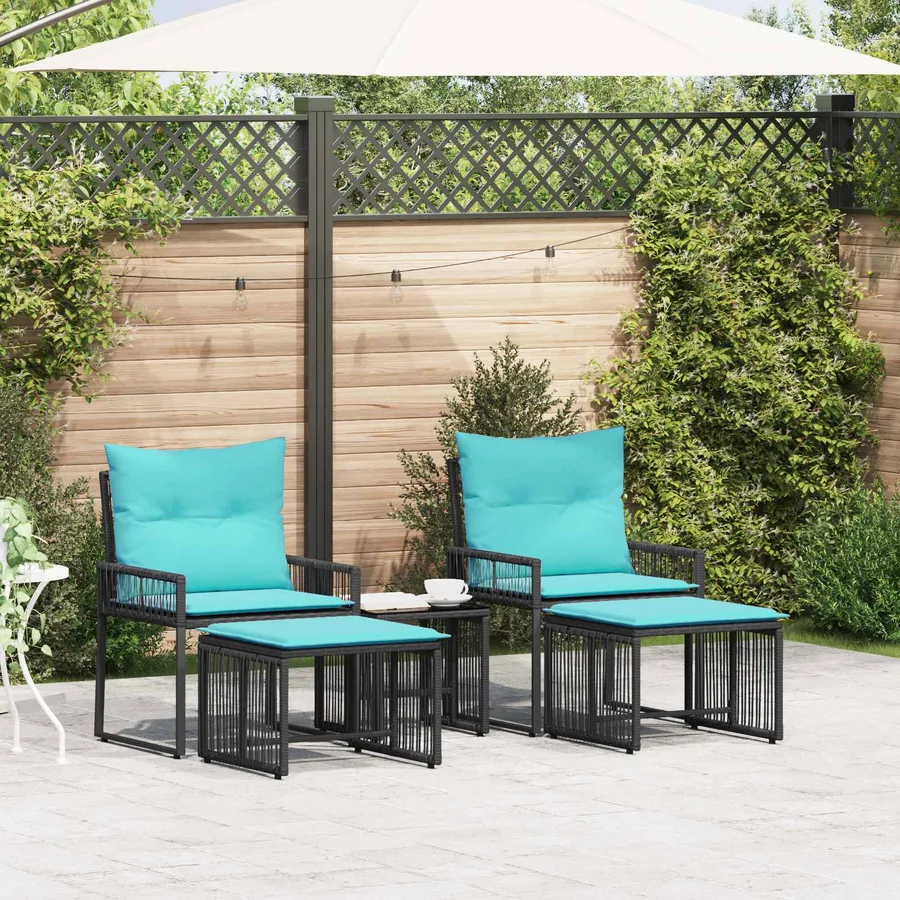 Ensemble de meubles d'extérieur 11 pcs Noir et turquoise - 4