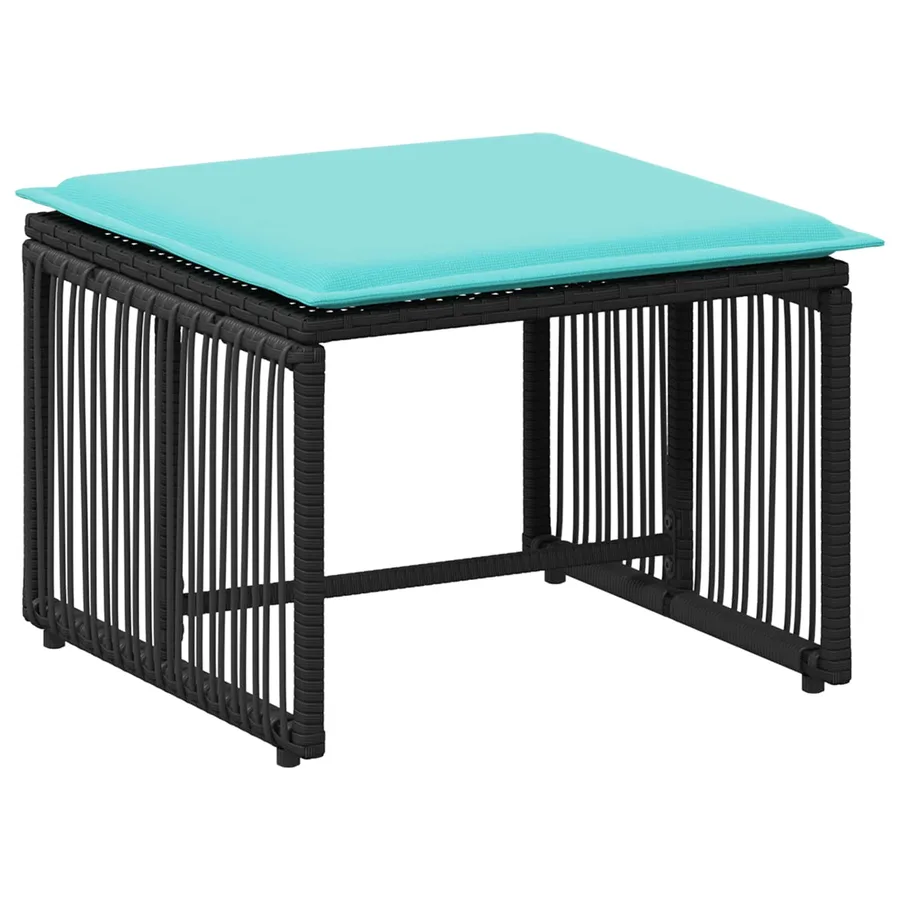 Ensemble de meubles d'extérieur 11 pcs Noir et turquoise - 6