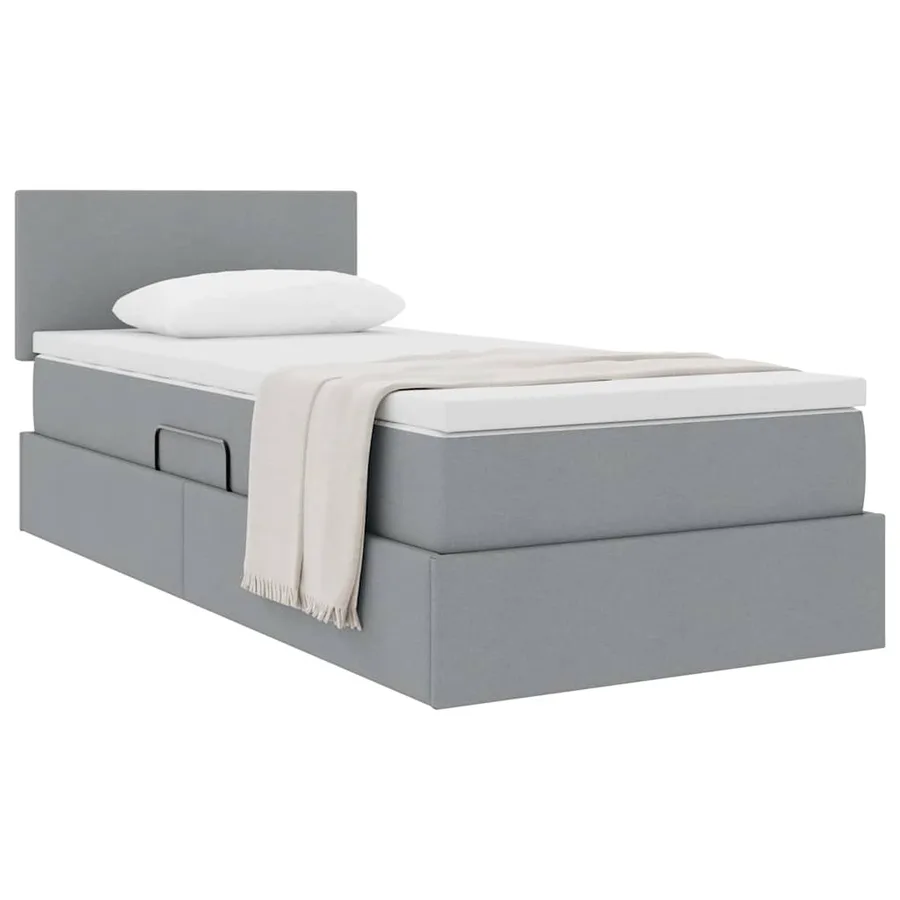 Lit avec rangement et matelas Gris clair 100 x 200 cm - 3