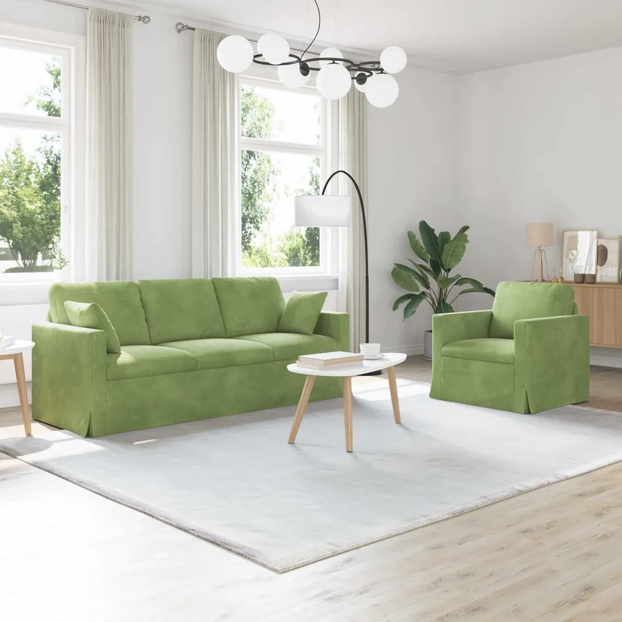 Ensemble de Canapés 2 pcs Vert clair 198 x 78 x 80 cm Velours