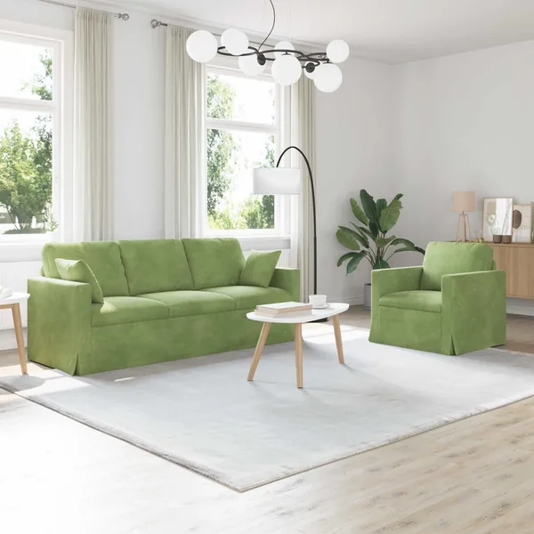 Ensemble de Canapés 2 pcs Vert clair 198 x 78 x 80 cm Velours