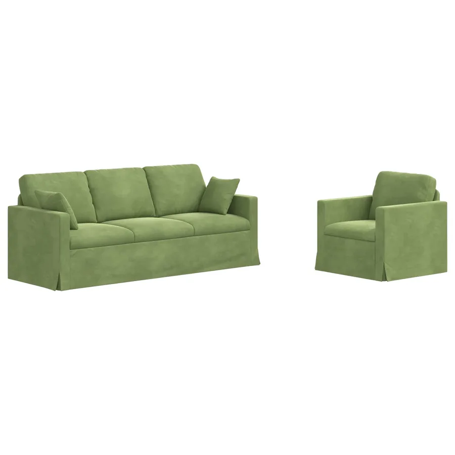 Ensemble de Canapés 2 pcs Vert clair 198 x 78 x 80 cm Velours - 2